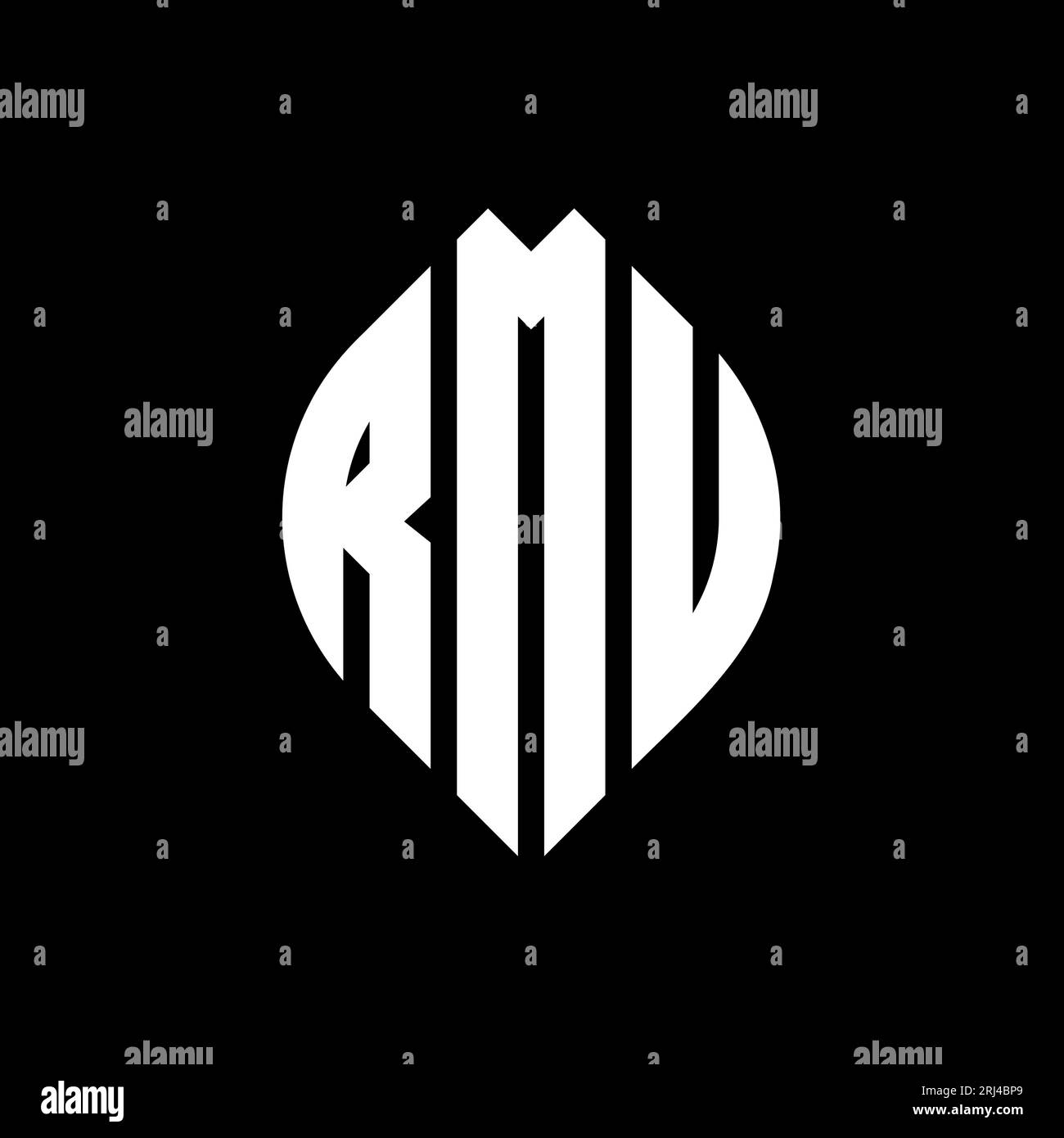 RMU circle letter logo design with circle and ellipse shape. RMU