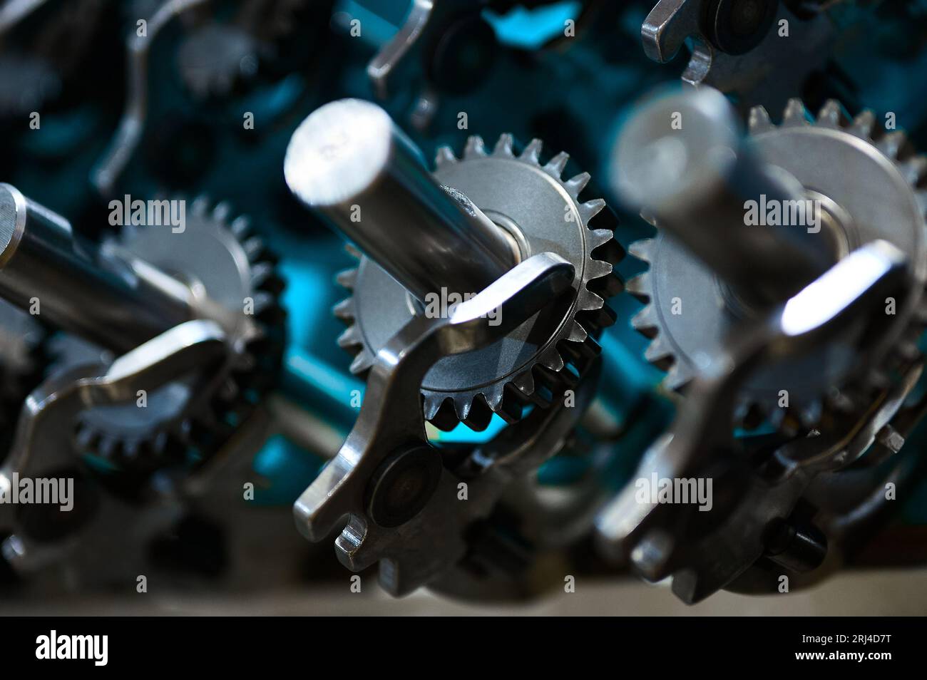 Gear shafts for automobile engine gearbox in production shop Stock