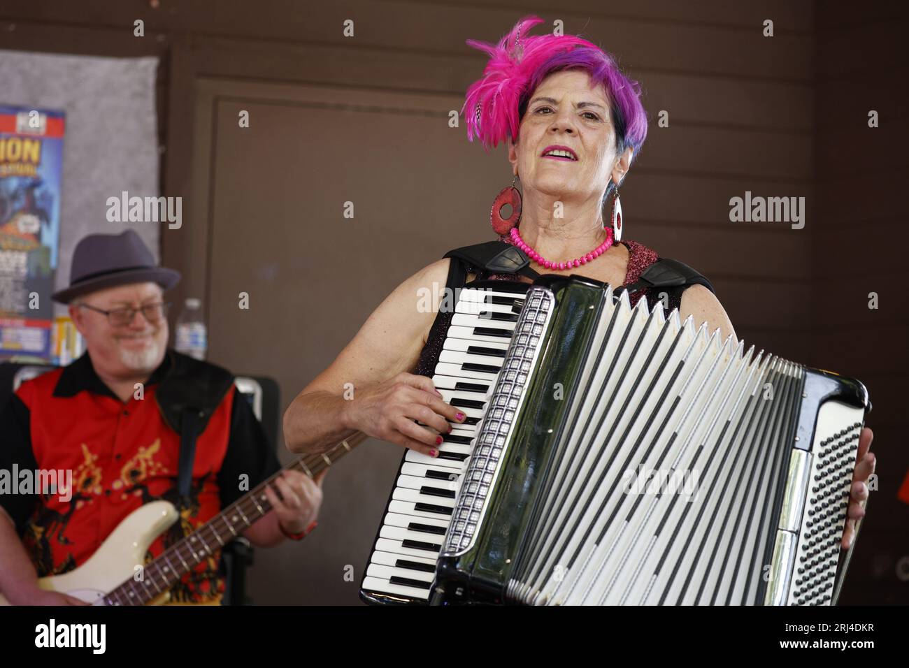 Cotati, California, USA. 20th Aug, 2023. “Those Darn Accordions” light up the stage at the 32nd Annual Cotati Accordion Festival. Credit: Tim Fleming/Alamy Live News Stock Photo