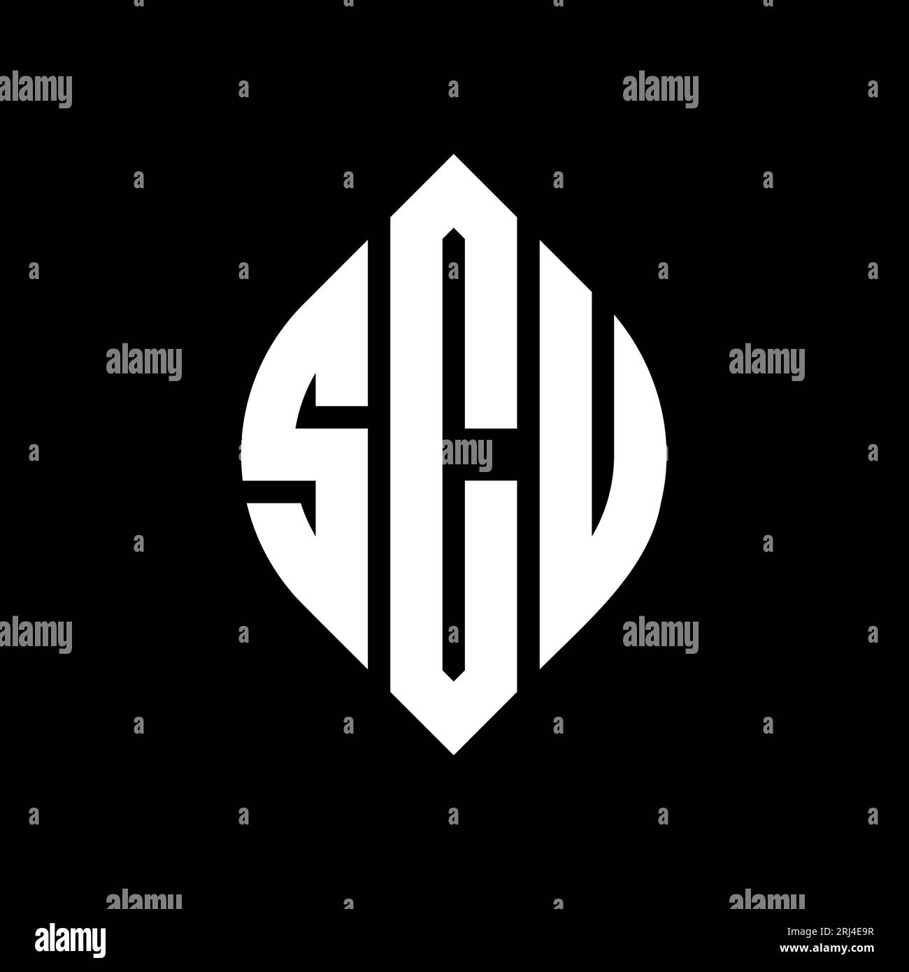 SCU circle letter logo design with circle and ellipse shape. SCU