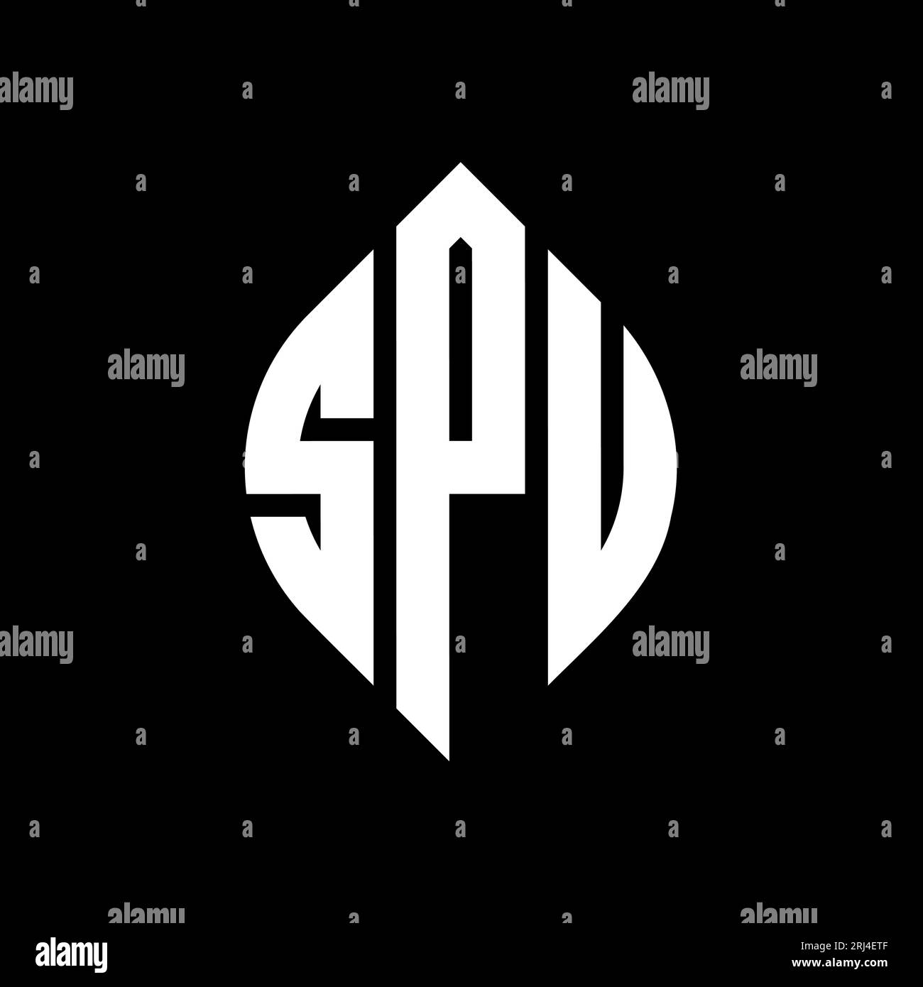 SPU circle letter logo design with circle and ellipse shape. SPU ellipse letters with
