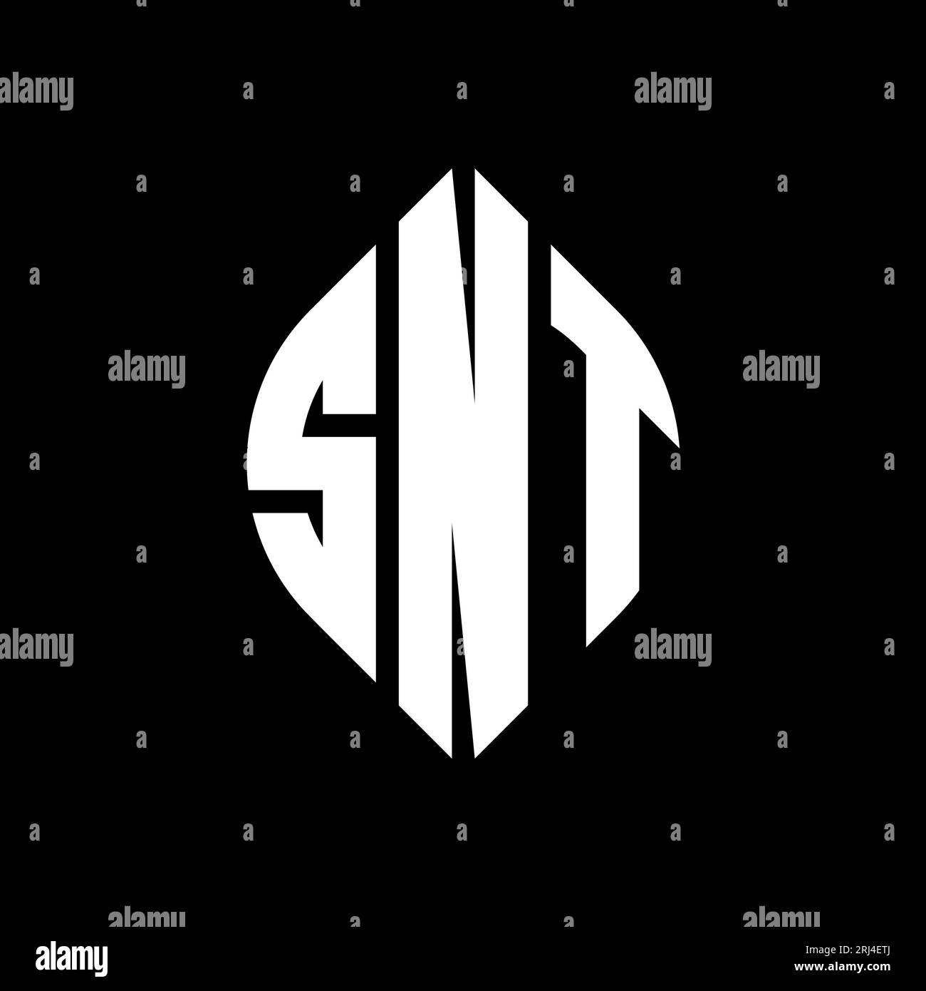 SNT circle letter logo design with circle and ellipse shape. SNT ellipse letters with typographic style. The three initials form a circle logo. SNT Ci Stock Vector