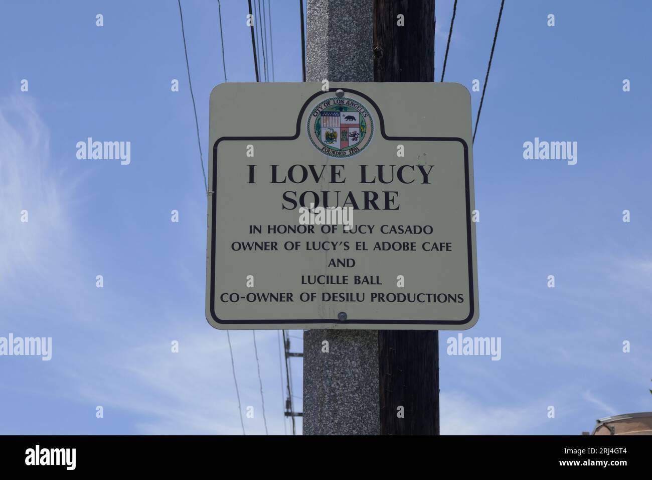 Los Angeles, California, USA 21st July 2023 I Love Lucy Square Sign at Paramount Studios on July 21, 2023 in Los Angeles, California, USA. Photo by Barry King/Alamy Stock Photo Stock Photo