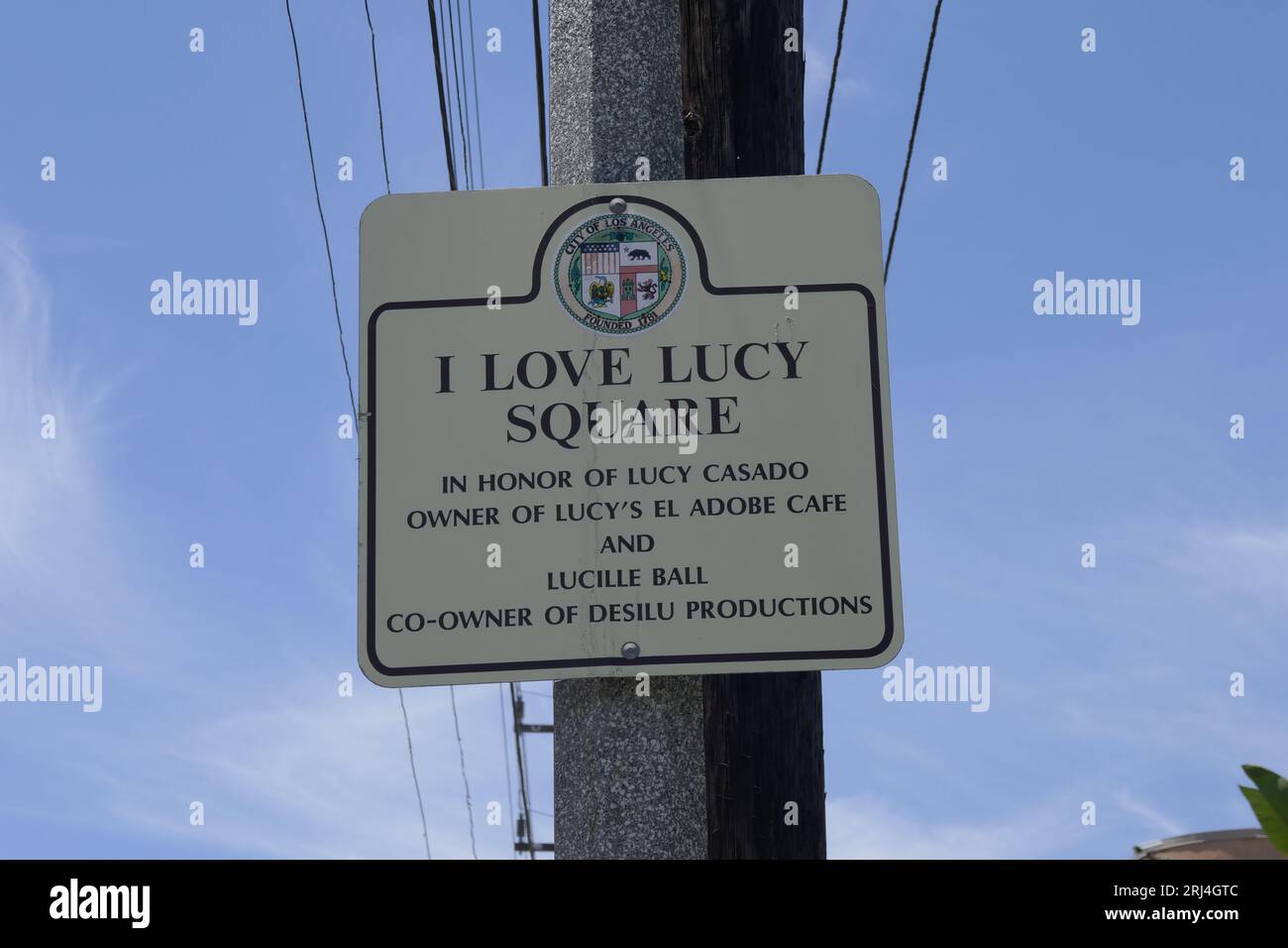 Los Angeles, California, USA 21st July 2023 I Love Lucy Square Sign at Paramount Studios on July 21, 2023 in Los Angeles, California, USA. Photo by Barry King/Alamy Stock Photo Stock Photo