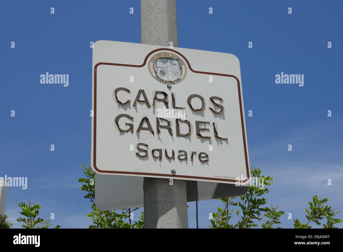 Los Angeles, California, USA 21st July 2023 A general view of atmosphere of Carlos Gardel Square Sign on July 21, 2023 in Los Angeles, California, USA. Photo by Barry King/Alamy Stock Photo Stock Photo