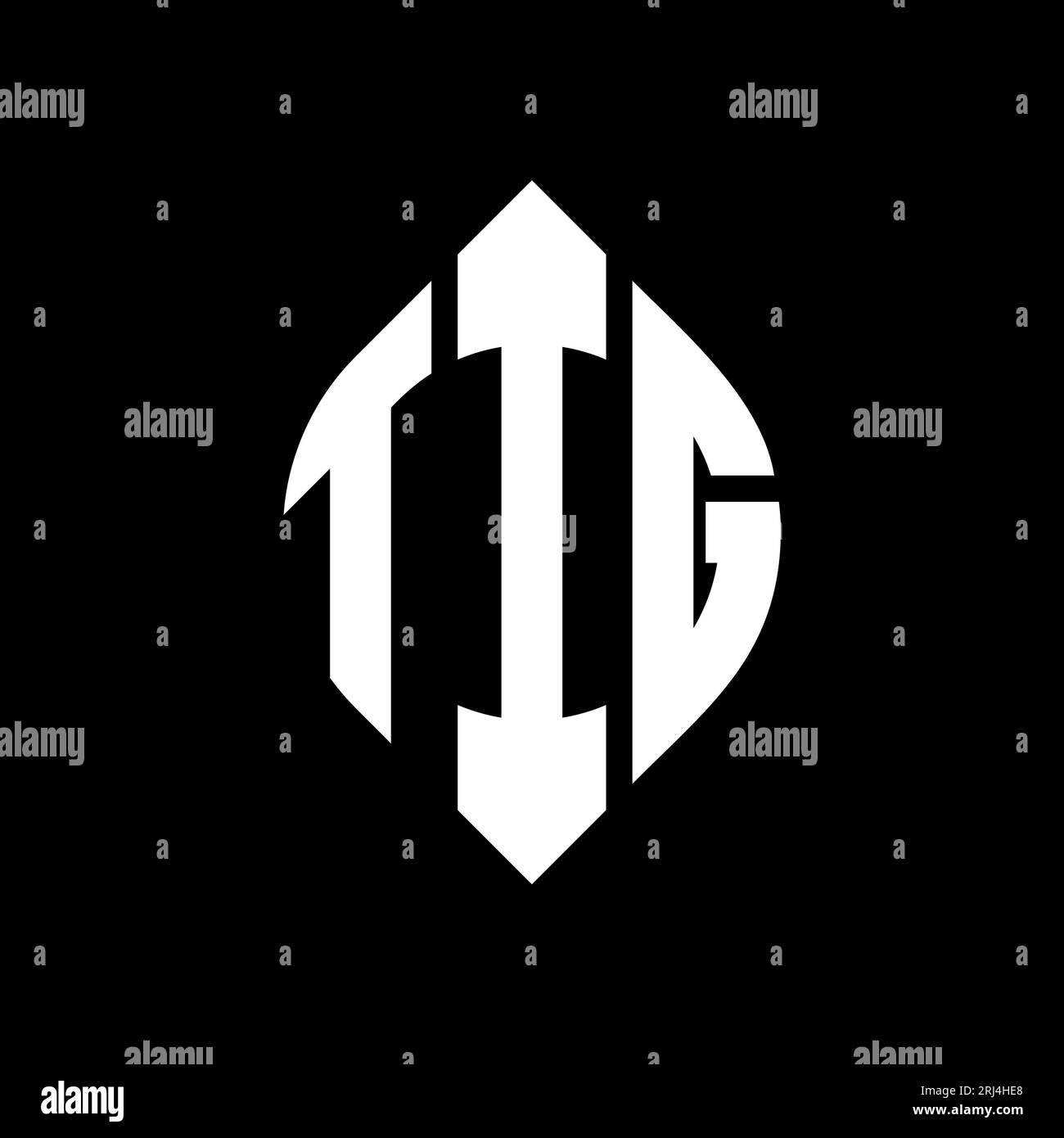 TIG circle letter logo design with circle and ellipse shape. TIG