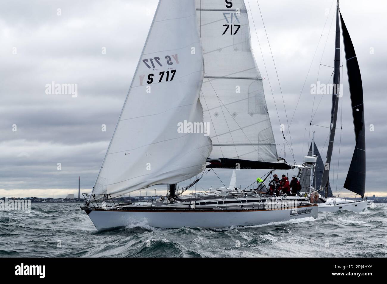 Large fixed keel yachts are seen racing during the 2023 Ocean Racing Club of Victoria Winter Series Race 4 to Geelong. Credit: Dave Hewison Stock Photo