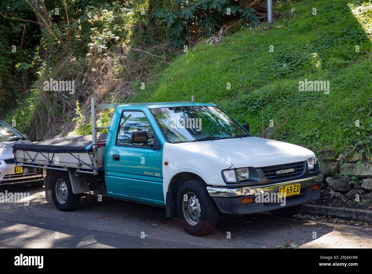 1997 model Holden Rodeo ute utility vehicle with tabletop tray,Sydney,NSW,Australia Stock Photo