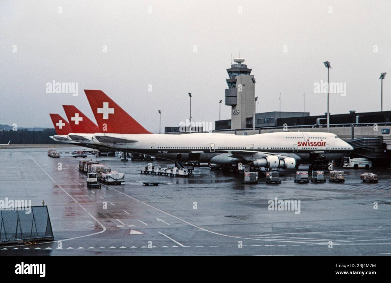 Swissair Boeing 747 airliners at Zurich Airport in 1988 Stock Photo Alamy