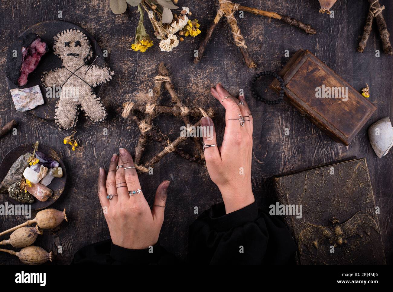 Voodoo doll. Black magic esoteric ritual Stock Photo Alamy