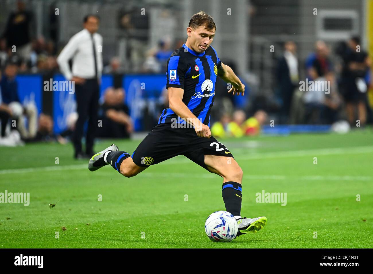 Nicolò Barella  of FC Internazionale during Italy’s Serie A football match Inter vs Monza at San Siro Stadium in Milan, Italy on August 19, 2023 Stock Photo