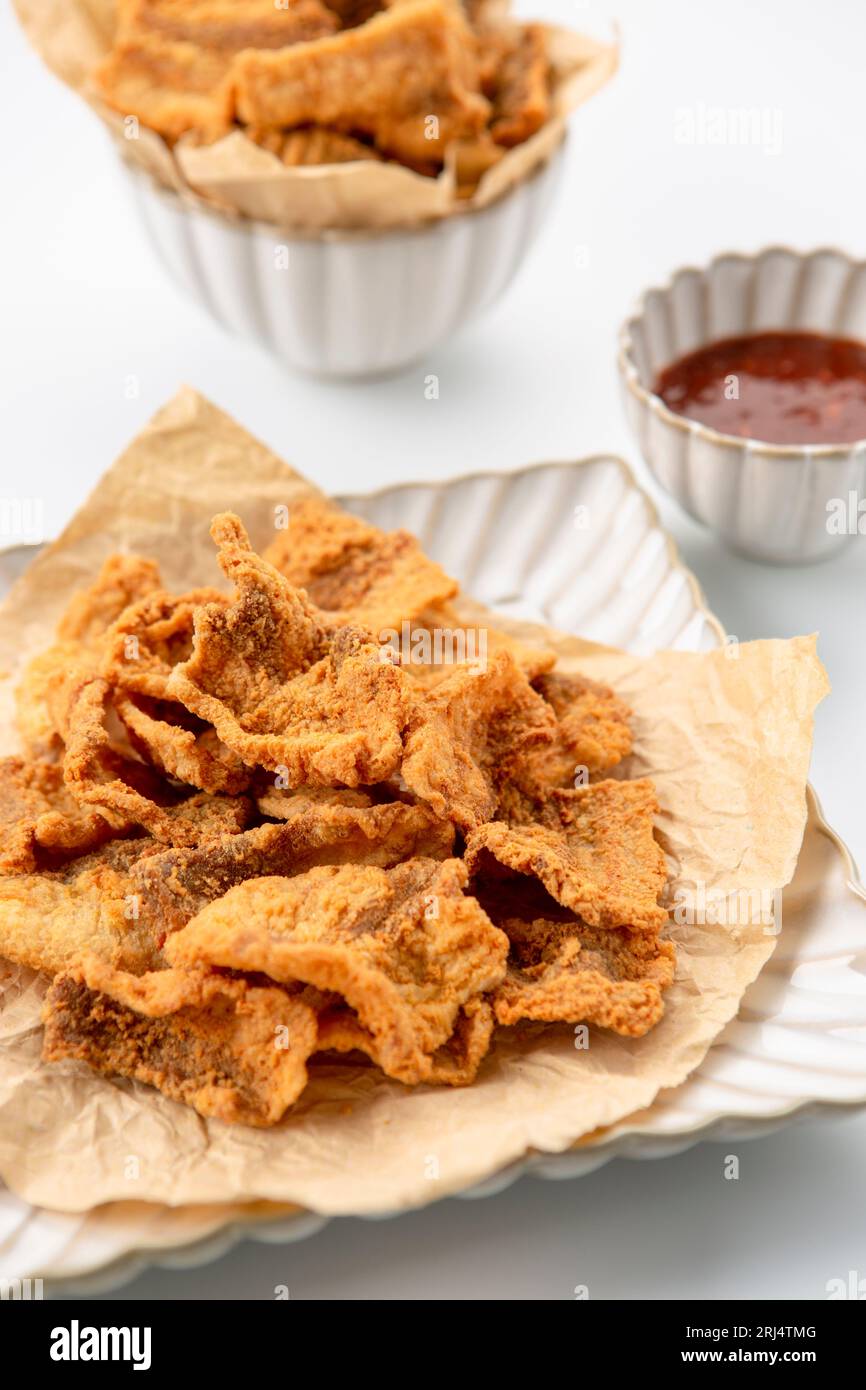Crispy deep Fried Pork Lard Stock Photo Alamy