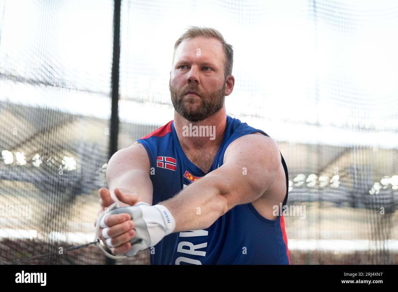 Budapest, Hungary 20230820.Eivind Prestegård Henriksen competes in the  hammer final during the 2023 World Championships in Athletics at the  National Athletics Center in Budapest, Hungary. Photo: Beate Oma Dahle /  NTB Stock