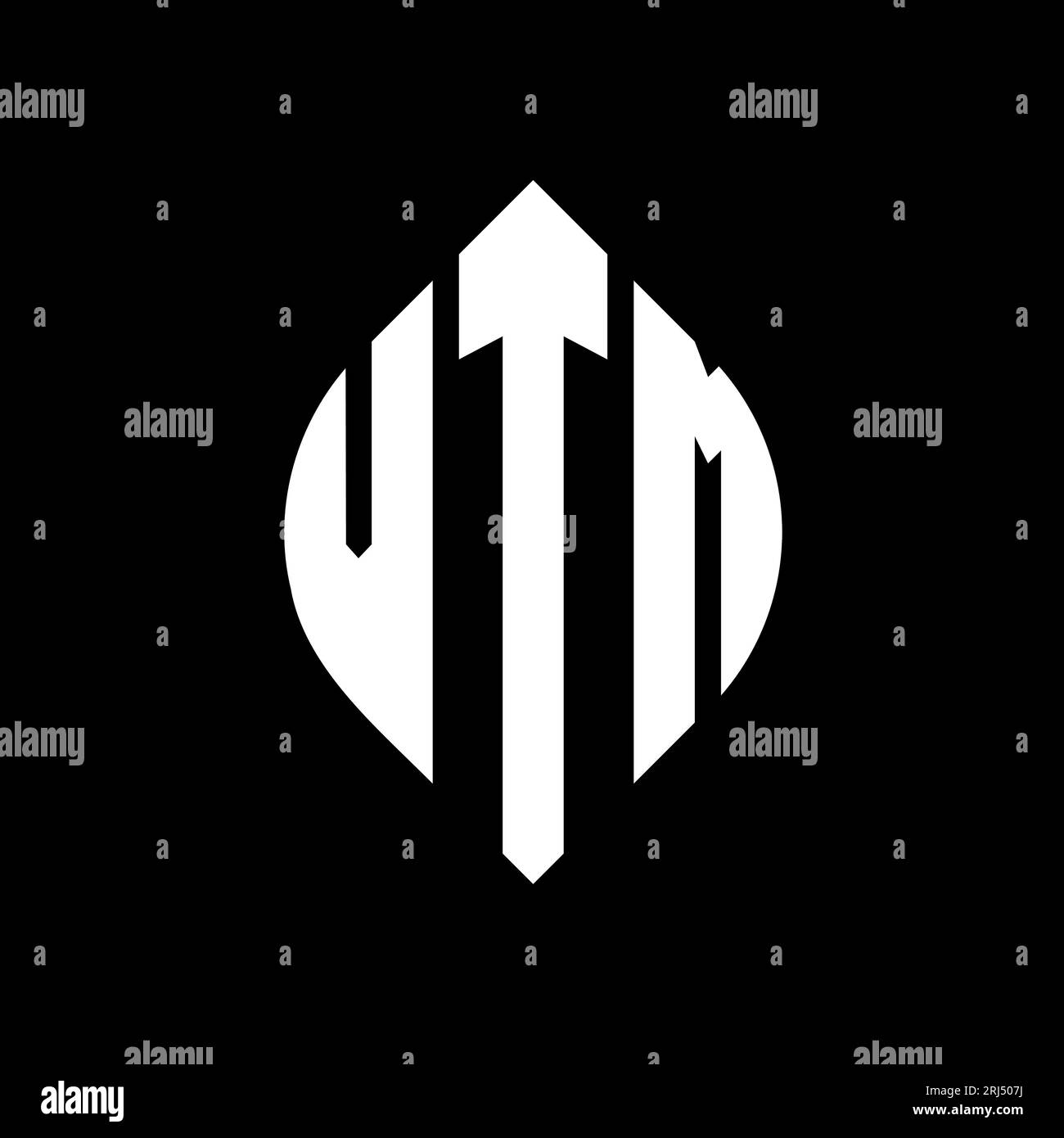 VTM circle letter logo design with circle and ellipse shape. VTM