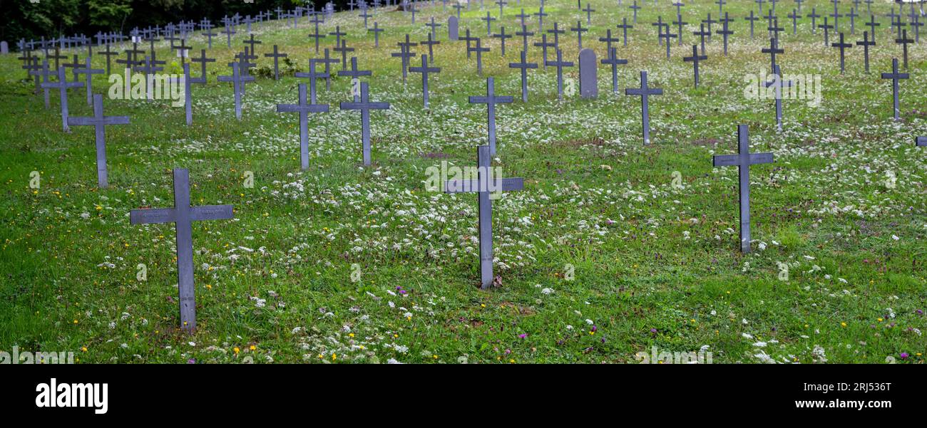 cemetery for german soldiers near Verdun in the north of france Stock Photo