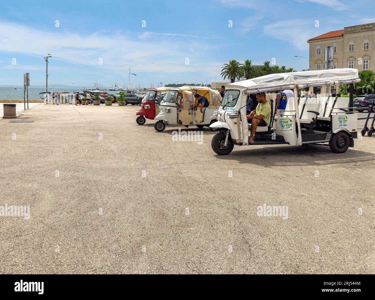 Sightseeing cars for tourists in Split. Stock Photo