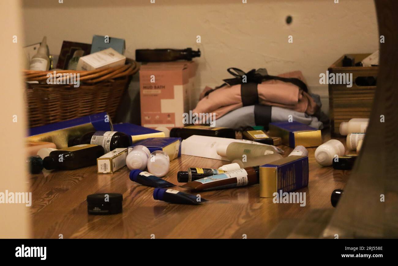 Ojai, California, U.S.A. 20th Aug, 2023. Debris on the floor of a gift