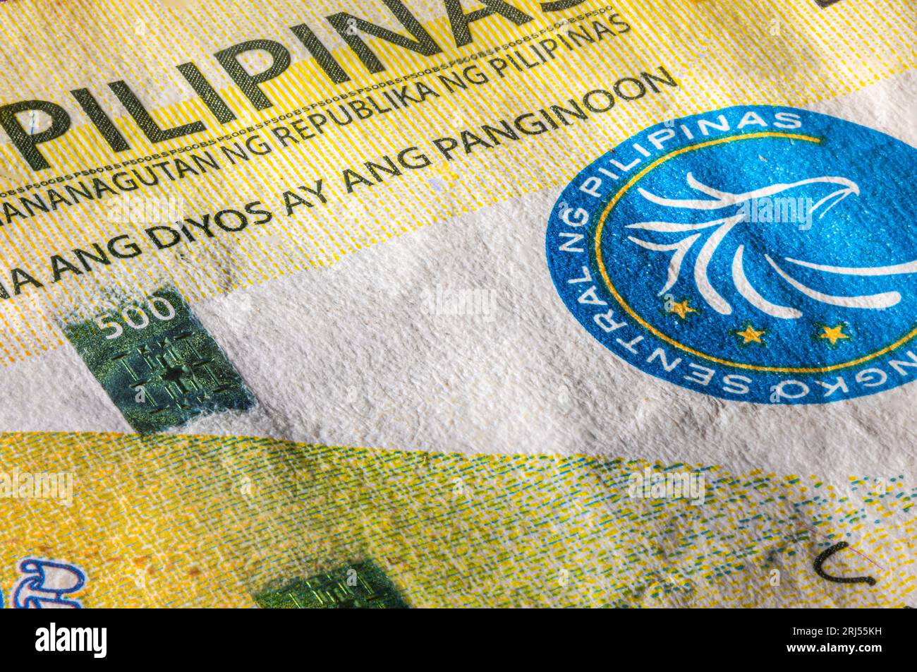 Front side of 500 peso bill of the Philippines. 500 Philippine Peso