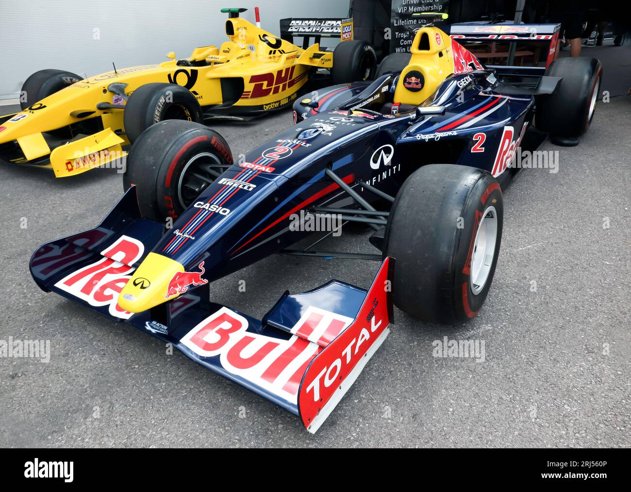 Mark Webbers Renault powered, Redbull Racing car, on display at the 2023 British Motor Show, Farnborough. Stock Photo