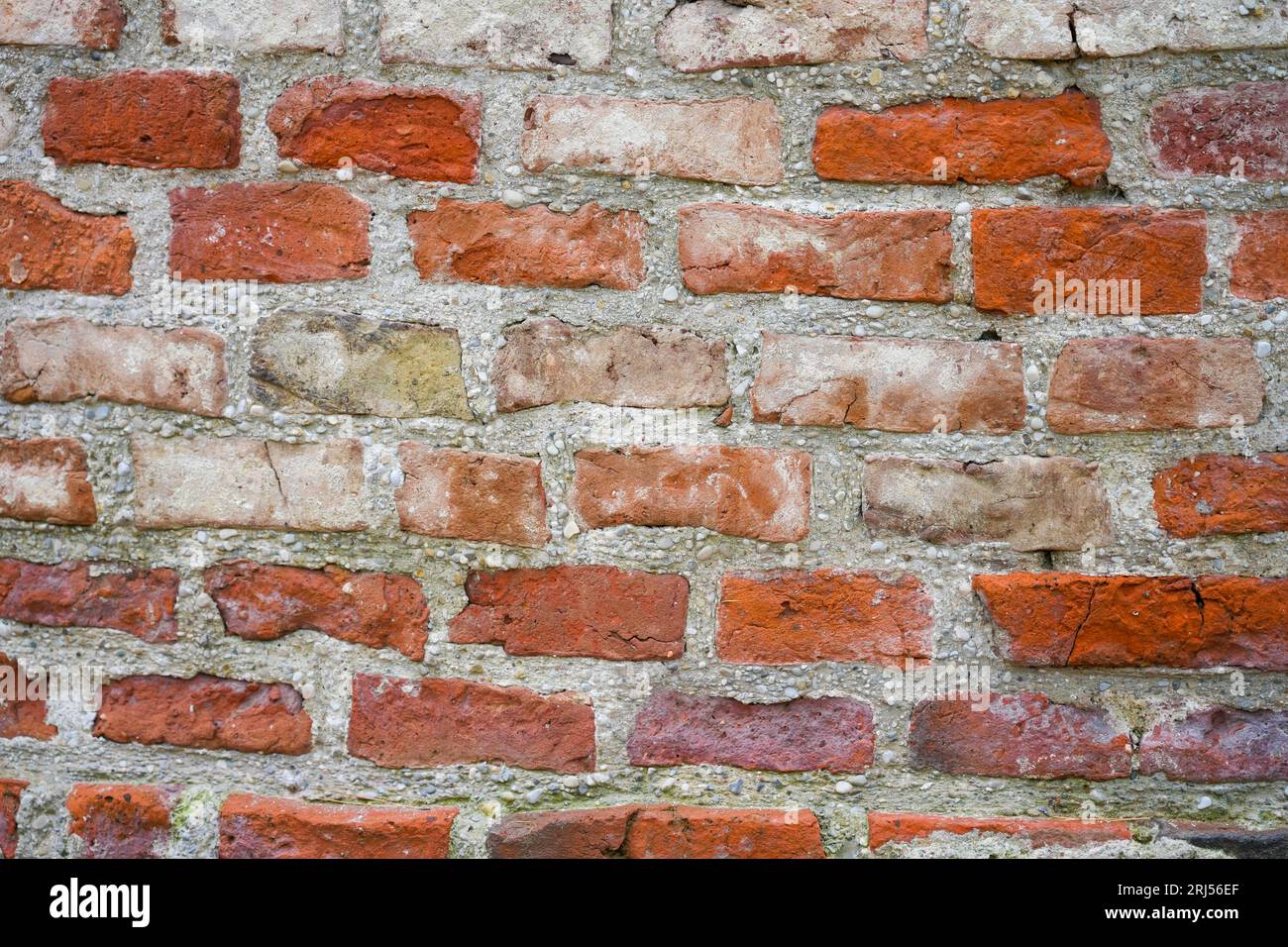 Old red brick wall. Rustic background. Grungy wallpapers. Stock Photo