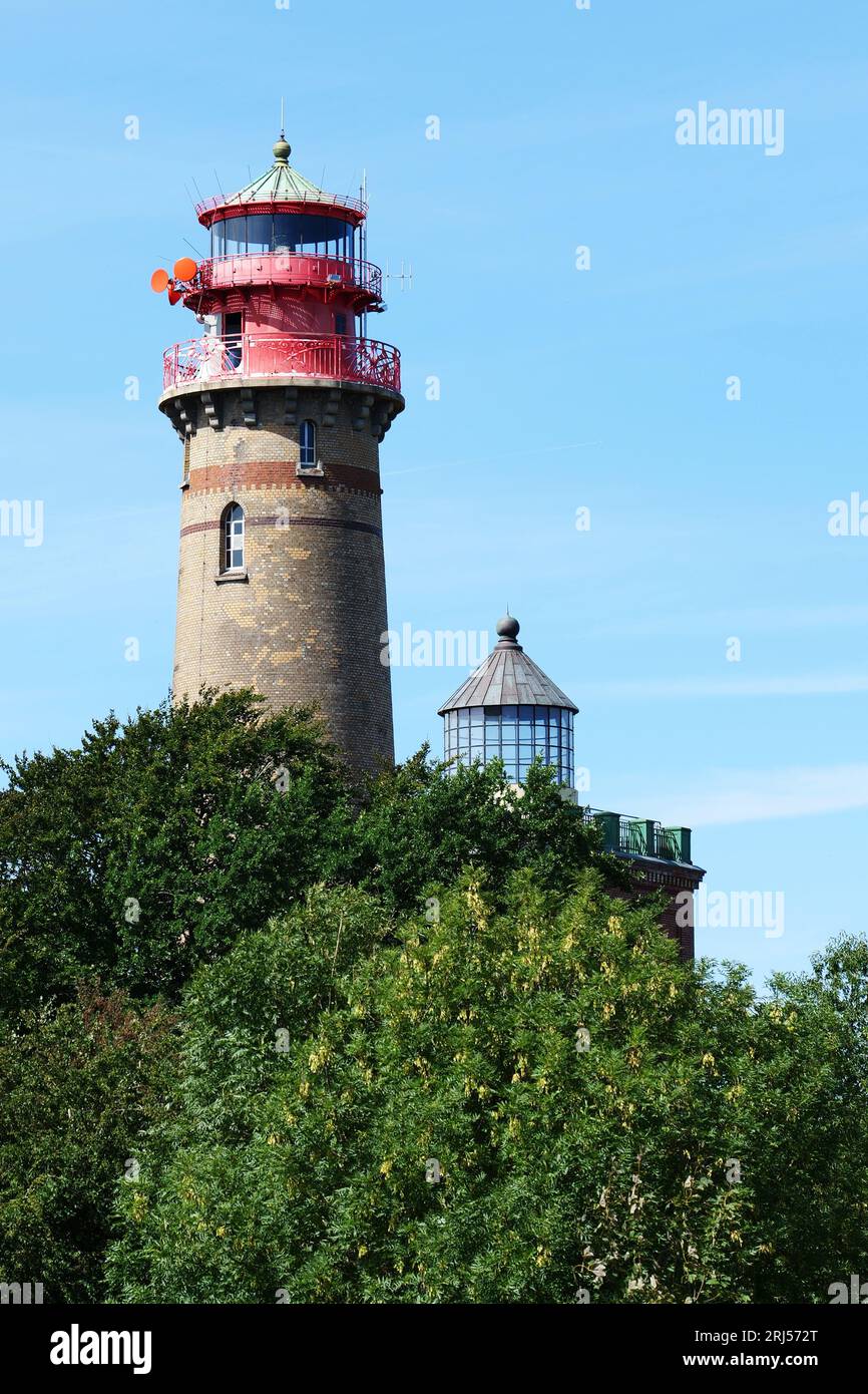 At Cape Arkona, there are two lighthouses, the Schinkel Tower and the Light Tower. Stock Photo