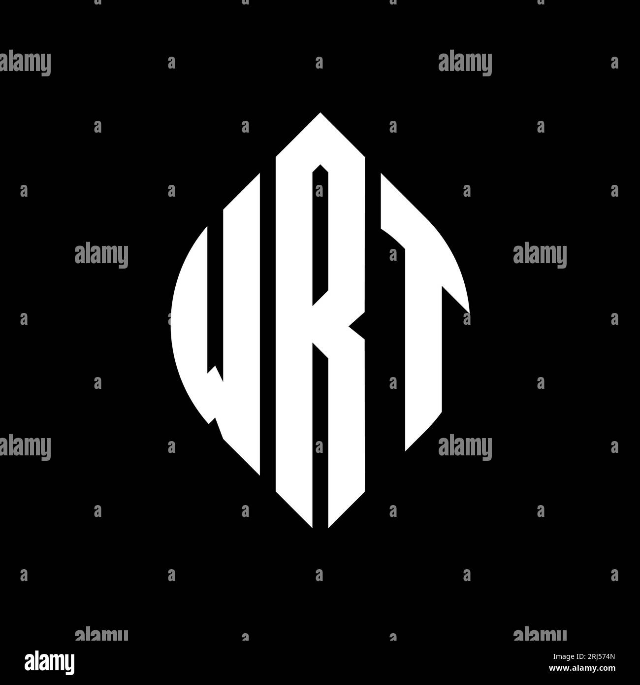 WRT circle letter logo design with circle and ellipse shape. WRT