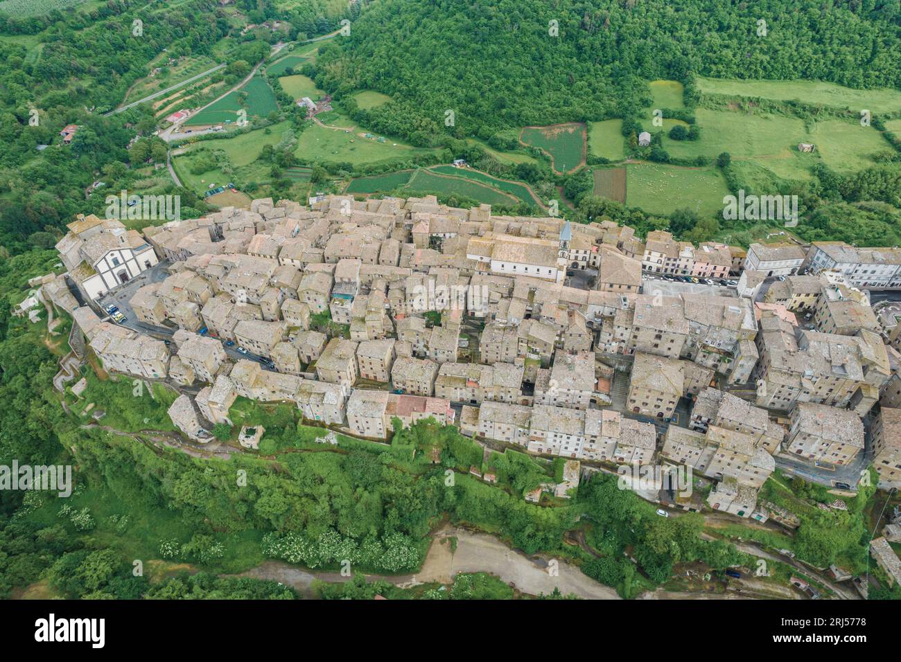 Aerial View Of Italian Medieval Comune City, Grotte Di Castro In 