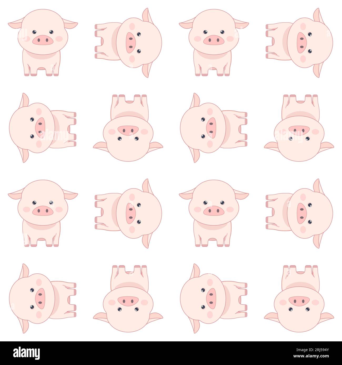 Pattern seamless animals cute farm animals cow, sheep, chicken, pig. Vector illustration Stock Vector