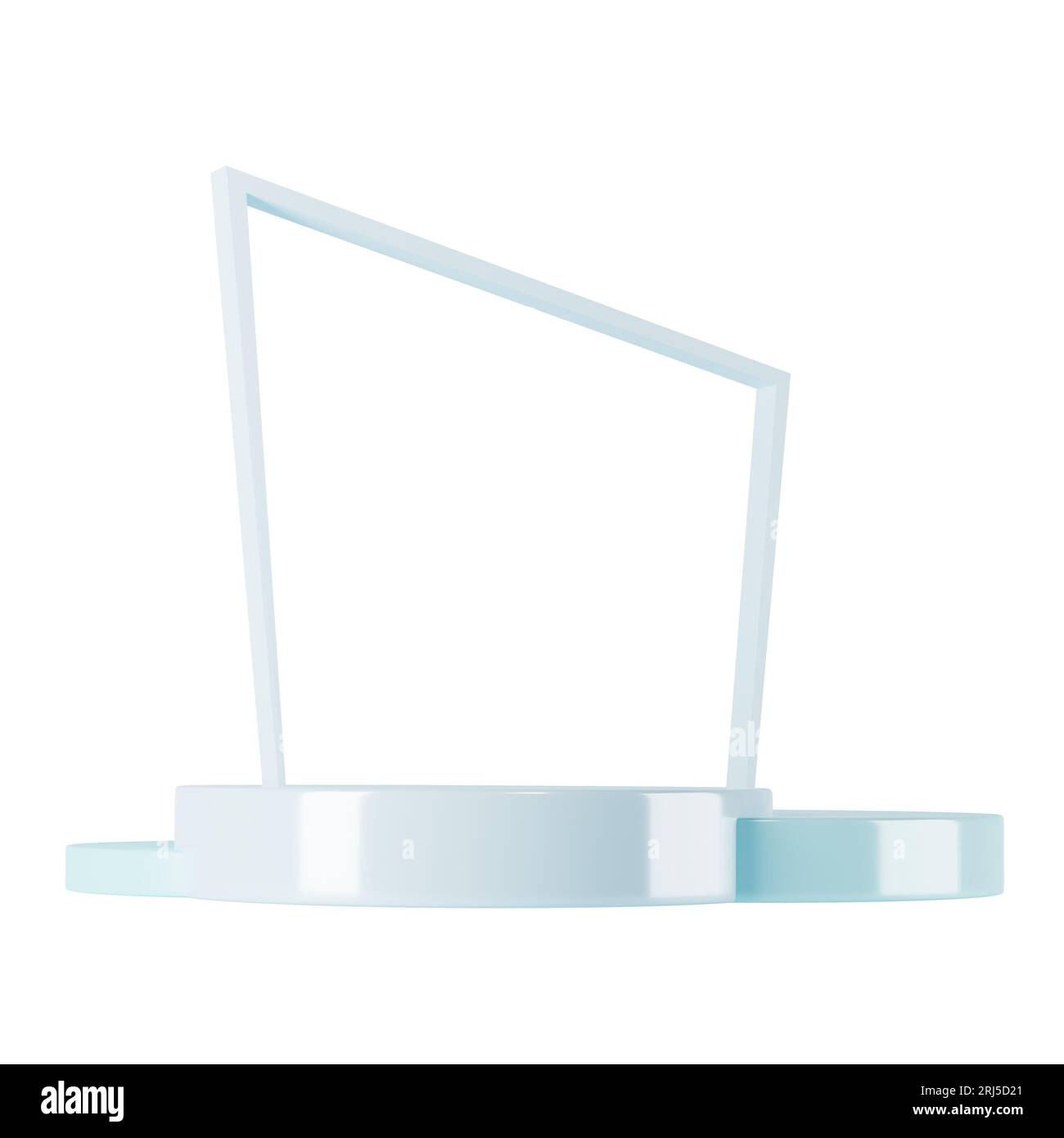 Minimalist round blue podium mockup with gate and scene with 3d ...