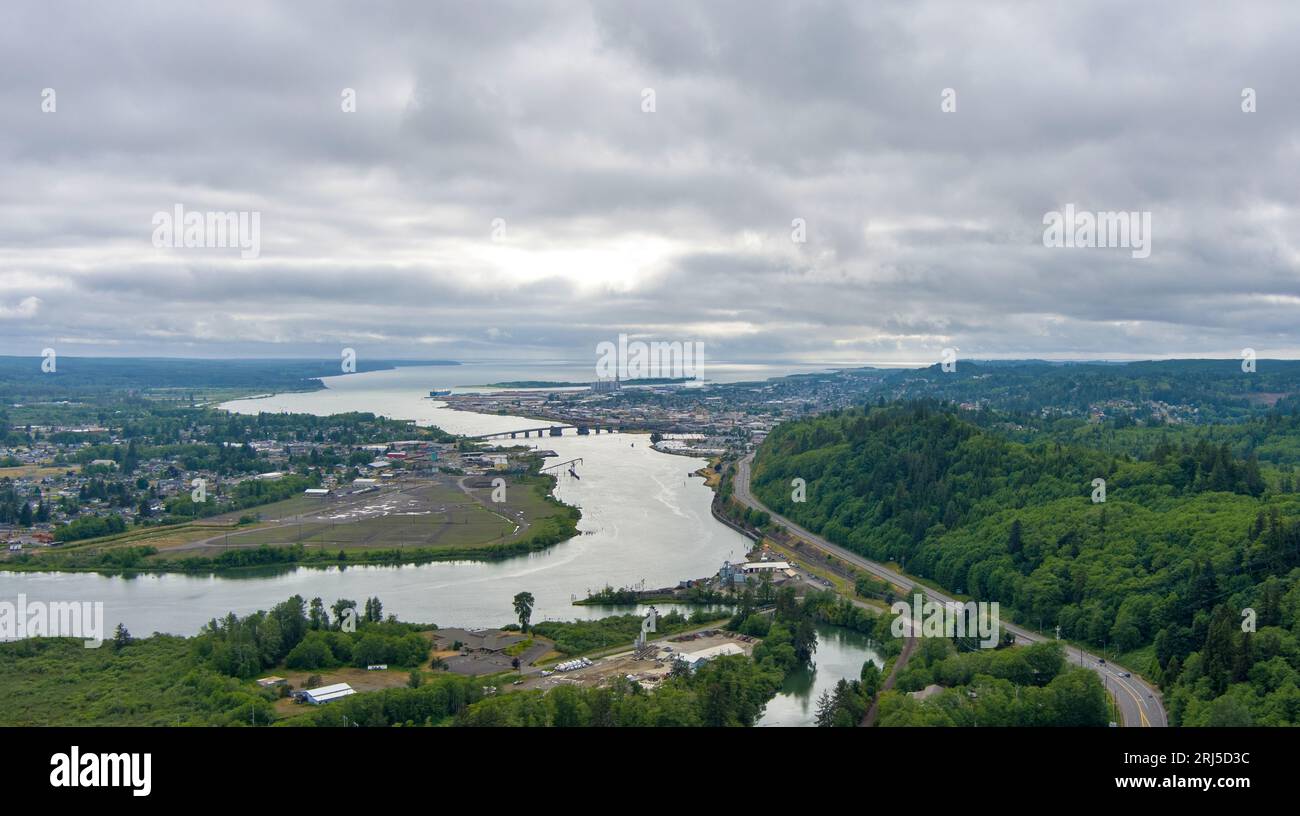 Aerial view of Aberdeen, Washington Stock Photo Alamy