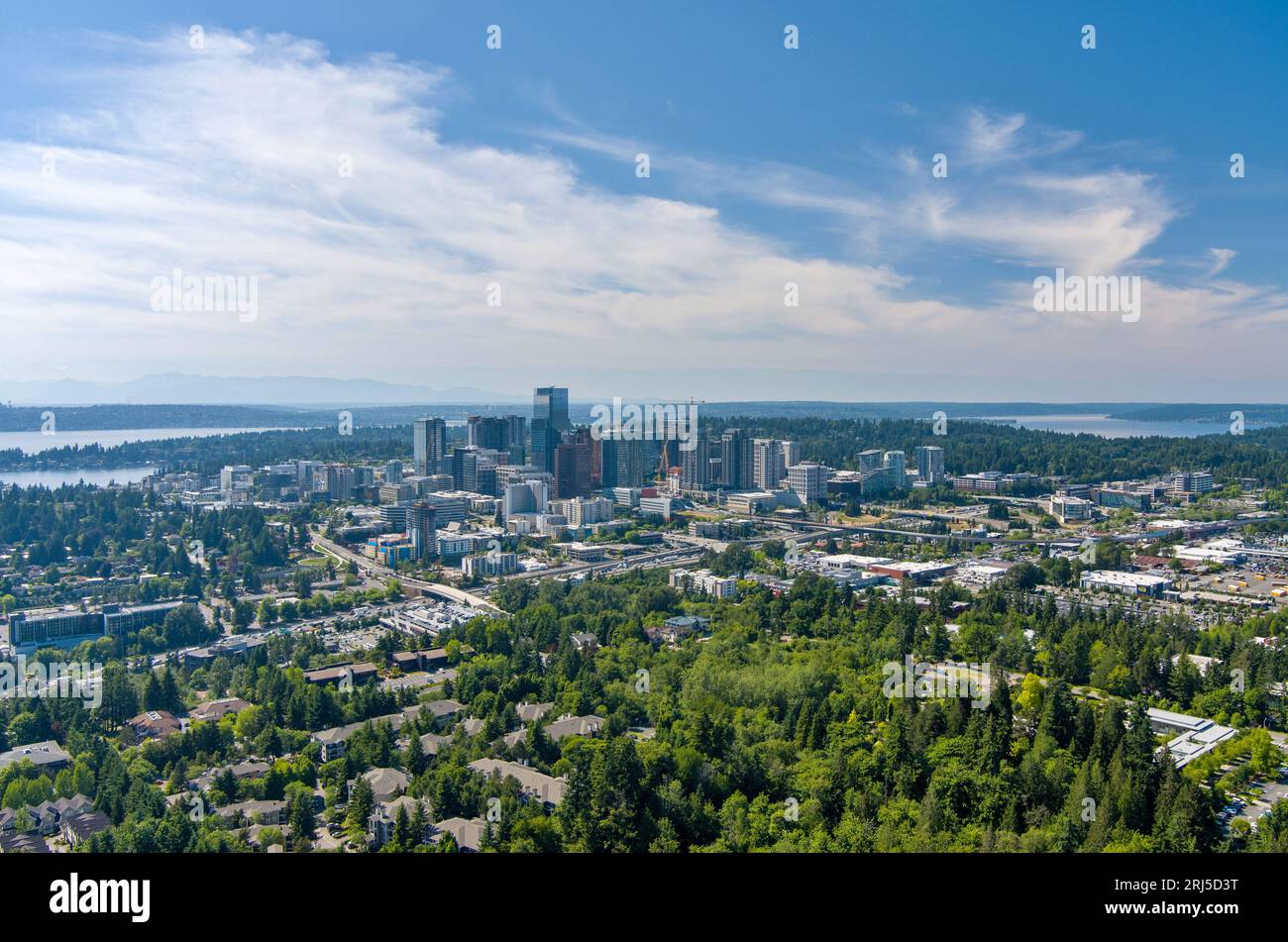 Aerial view of Bellevue, Washington Stock Photo