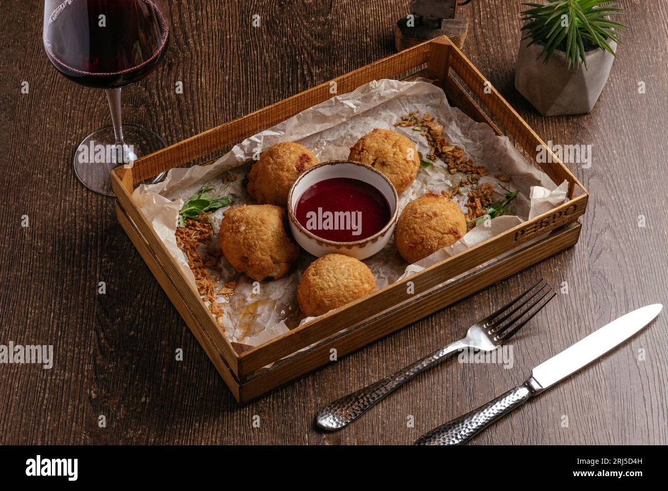 chicken meatballs with sauce, restaurant menu Stock Photo Alamy