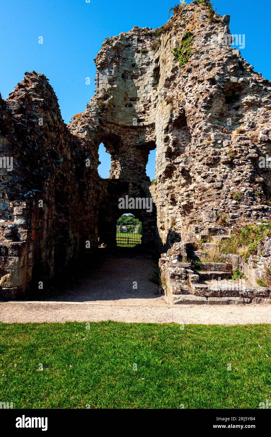 The inner façade of the gatehouse tower creating a romantic ruin in the