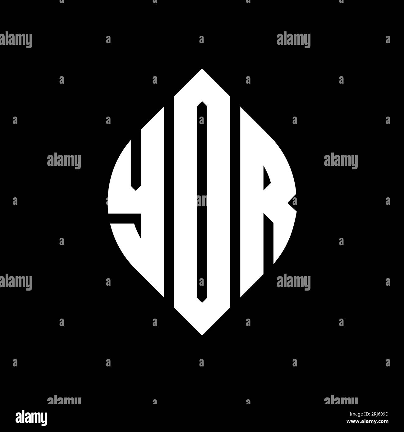 YDR circle letter logo design with circle and ellipse shape. YDR ellipse letters with typographic style. The three initials form a circle logo. YDR Ci Stock Vector