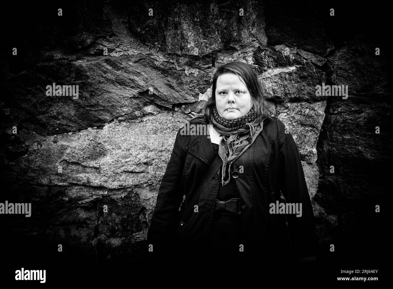 Head against wall Black and White Stock Photos & Images - Alamy