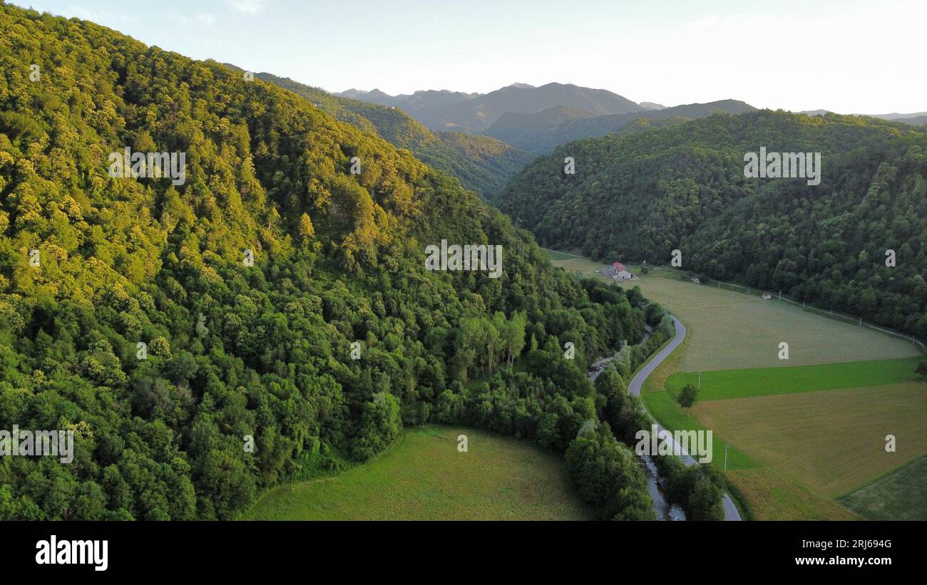 Aerial shot grassy hills winding hi-res stock photography and images ...