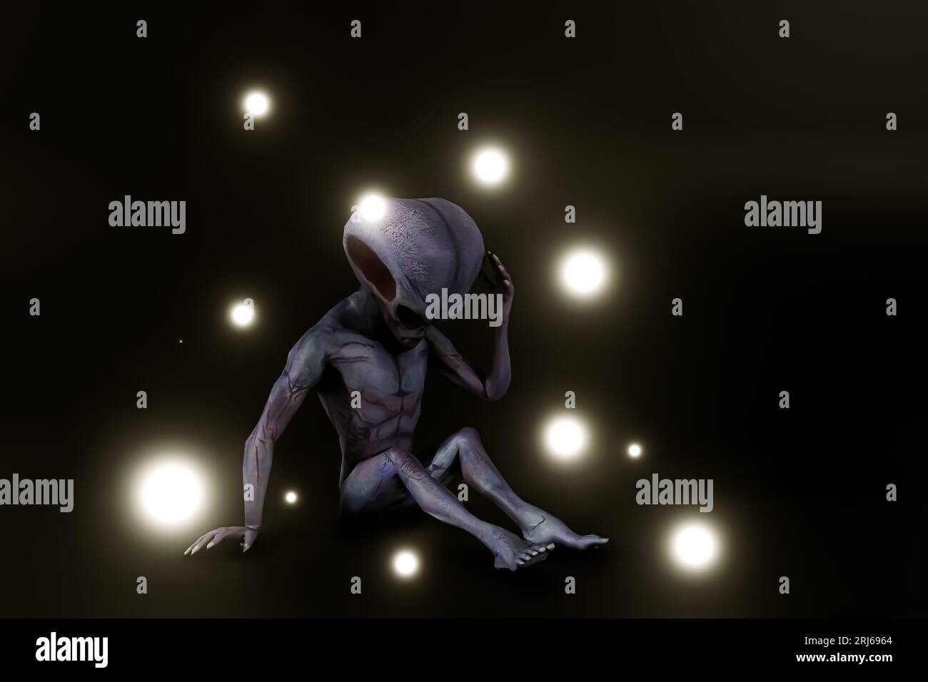 alien isolated on black background 3d illustration Stock Photo - Alamy