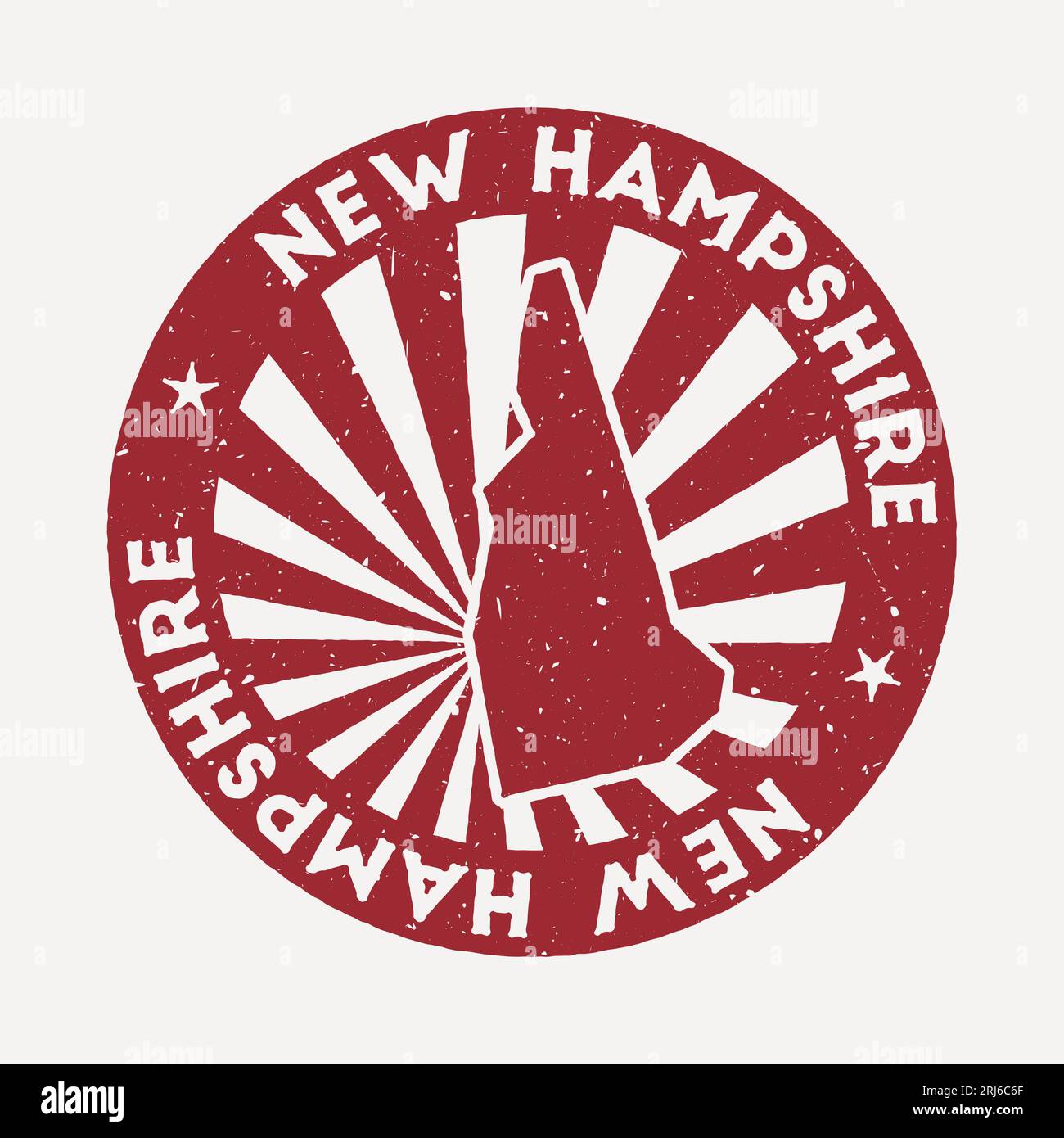 New Hampshire stamp. Travel red rubber stamp with the map of us state