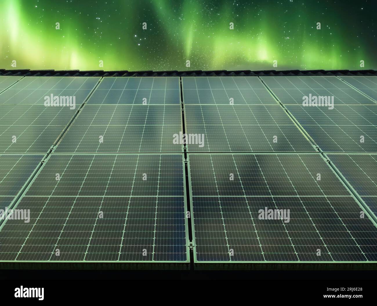Solar Panels Producing Clean Energy On A Roof Of A Residential House ...