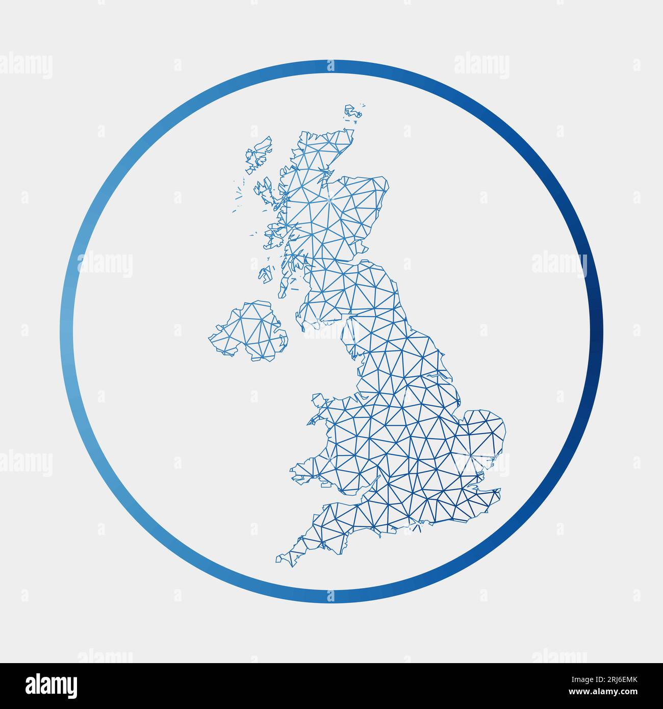 United Kingdom icon. Network map of the country. Round United Kingdom ...