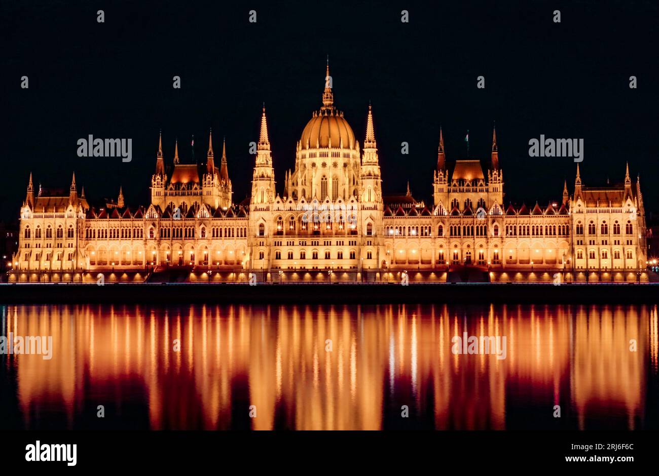 Budapest parliament night moon hi-res stock photography and images - Alamy