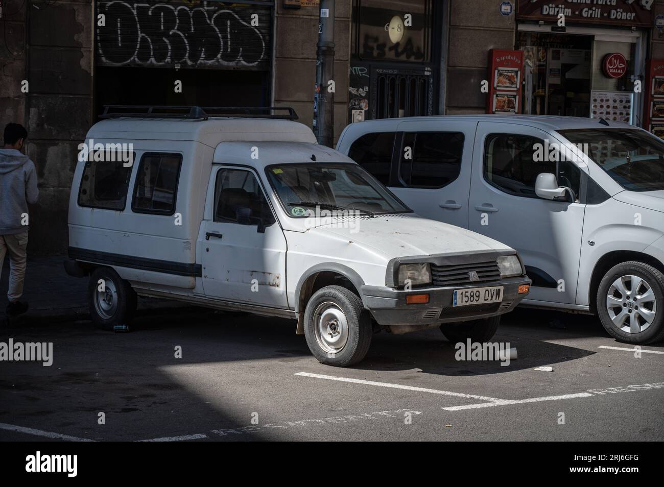 Classic and iconic European van, the indestructible white Citroen C15  parked on the city street Stock Photo - Alamy