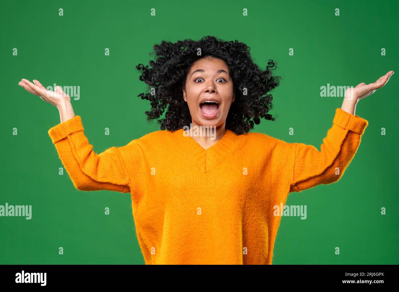 Stressed woman in orange shirt hi-res stock photography and images - Alamy