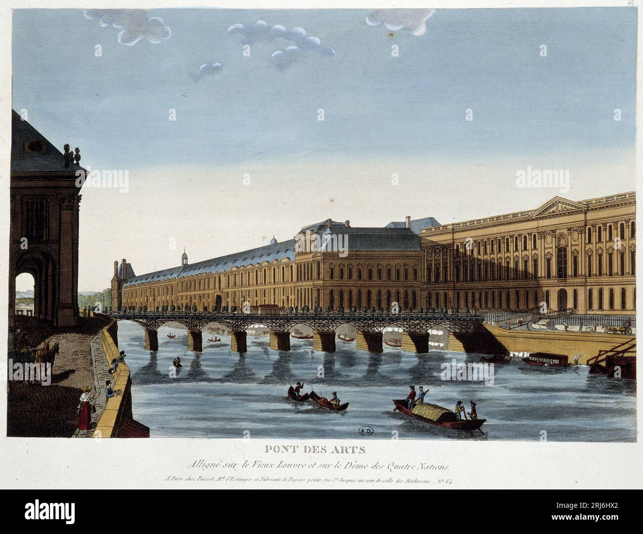 Le Pont des Arts et le vieux Louvre - in 'Paris par Courvoisier', 1827 Stock Photo