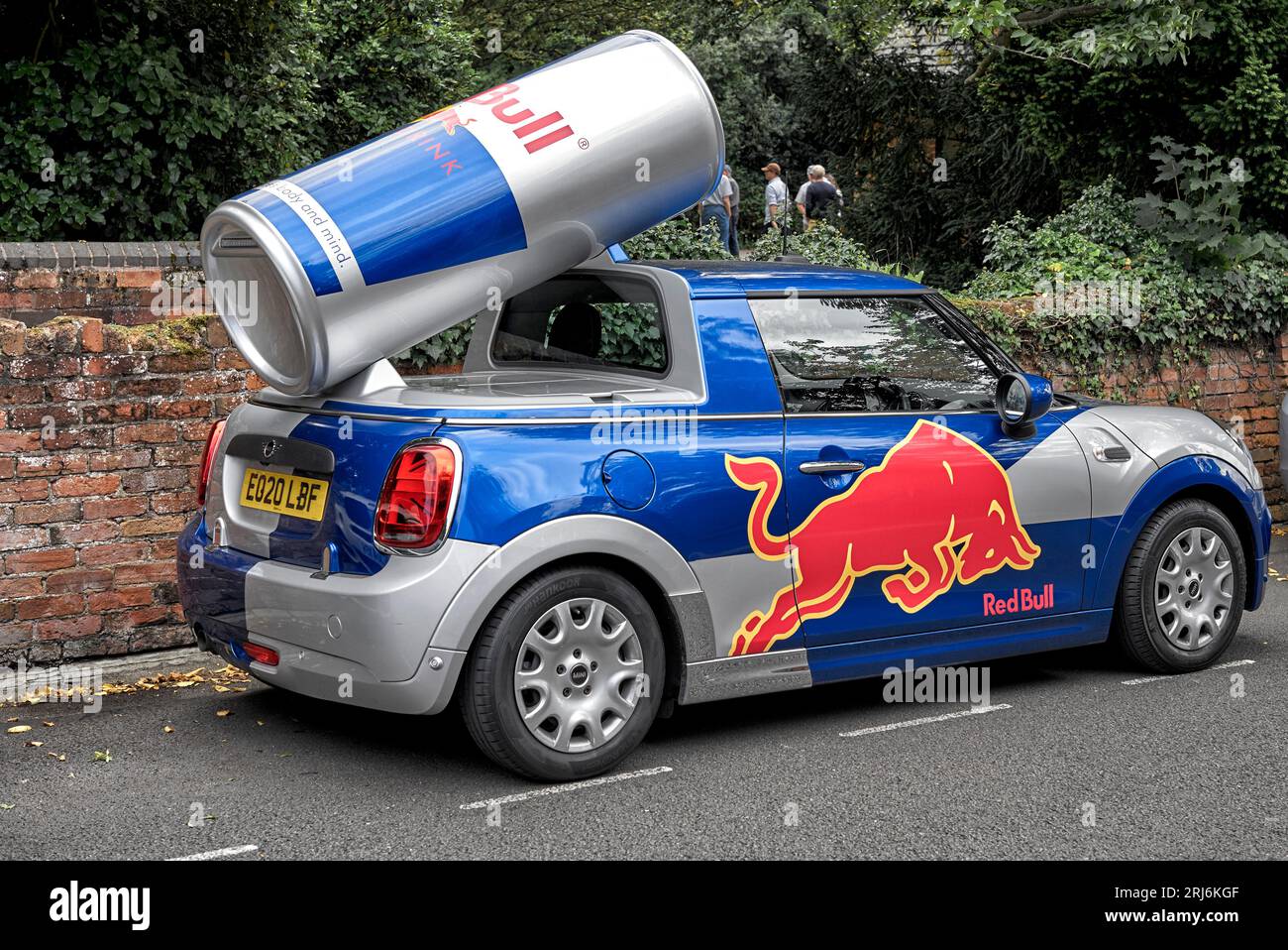 Red Bull car promotion vehicle decaled out in the brands emblem