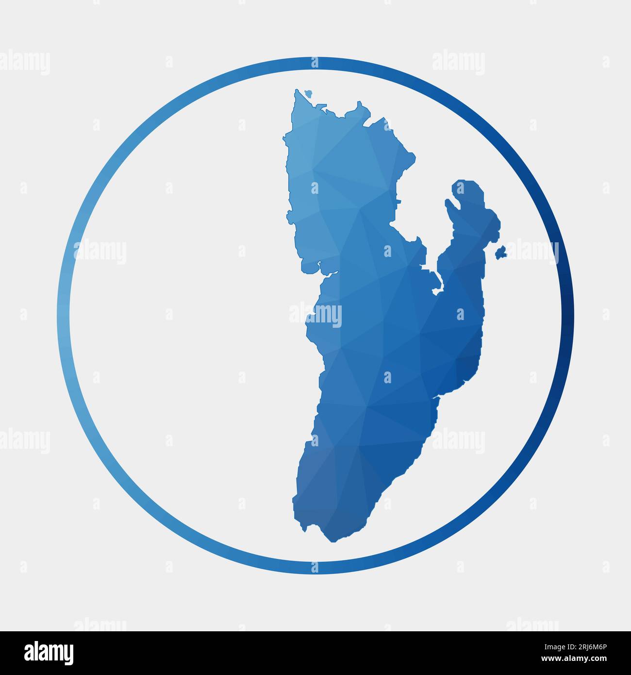 Kadan Kyun icon. Polygonal map of the island in gradient ring. Round ...