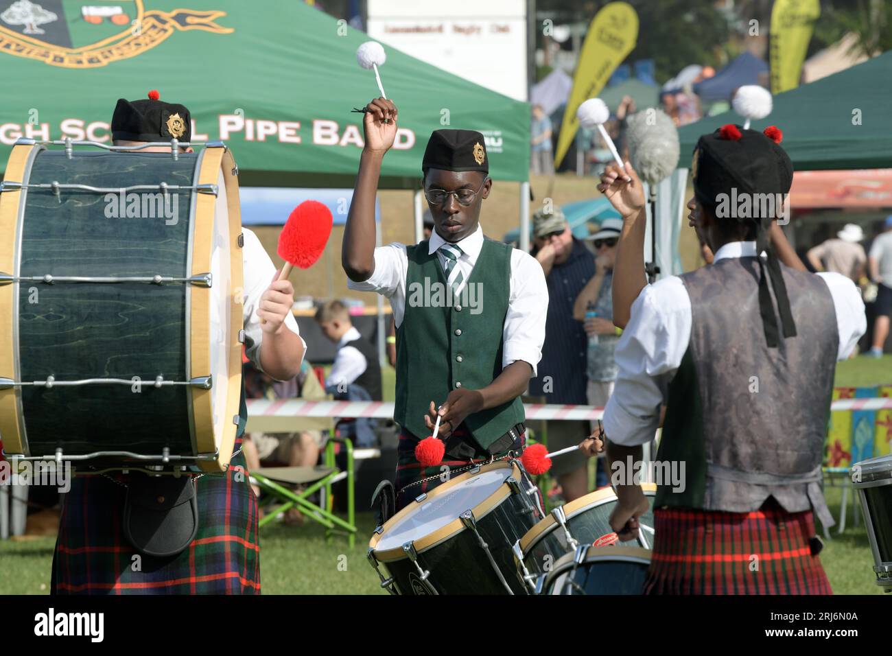 Men playing drums, Pretoria Boys pipe and drum band, 60th Annual