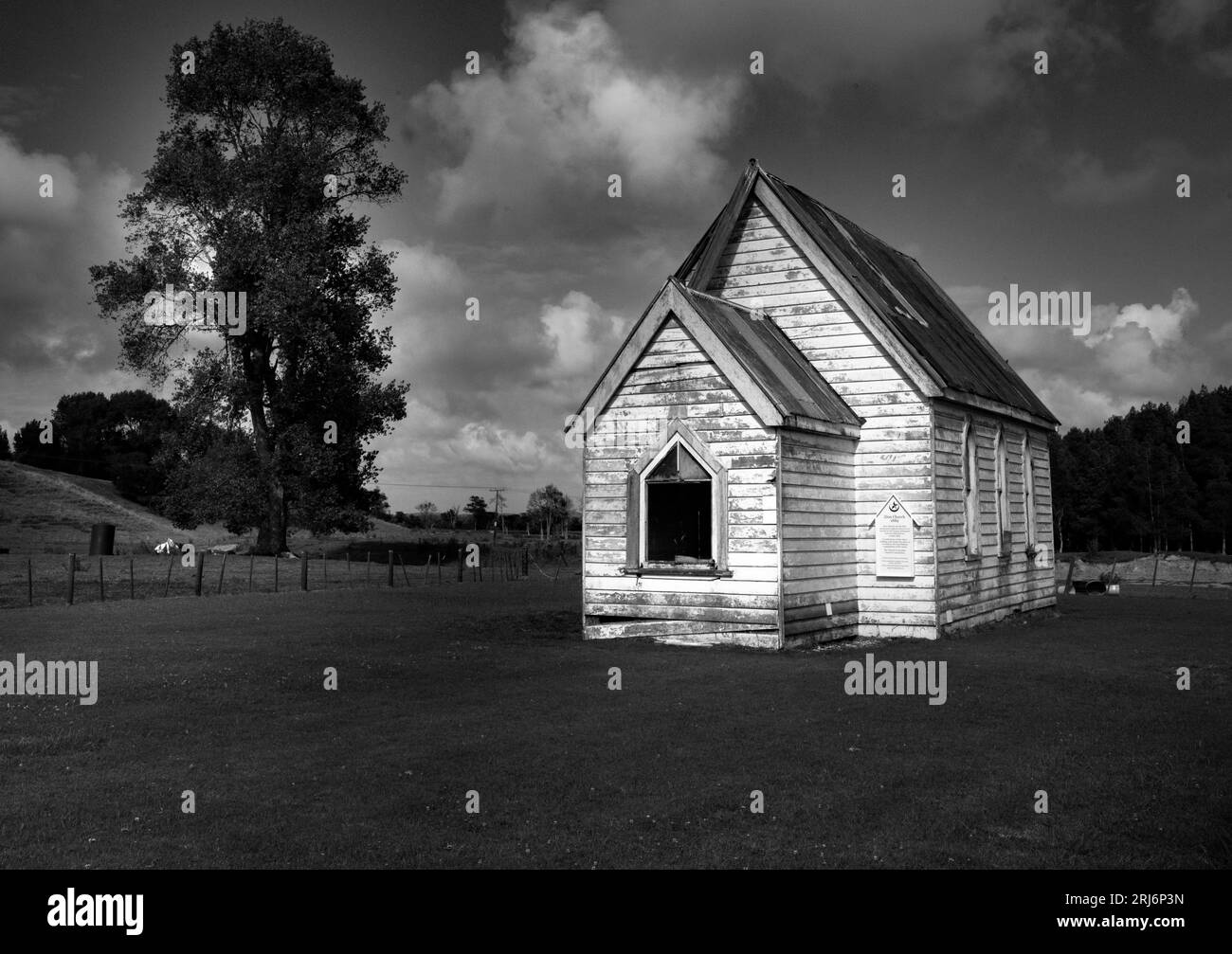 Black and white image of old derelict country church Stock Photo - Alamy