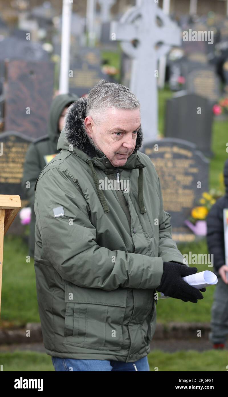File photo dated 05/04/21 of Christopher O'Kane during a ceremony at the Easter Commemoration in Derry City cemetery, Creggan, Northern Ireland. O'Kane, was charged with possessing documents or records likely to be useful to terrorists and possession of two mobile phones for use in terrorism at Coleraine Magistrates' Court in Ballymena. Issue date: Monday August 21, 2023. Stock Photo