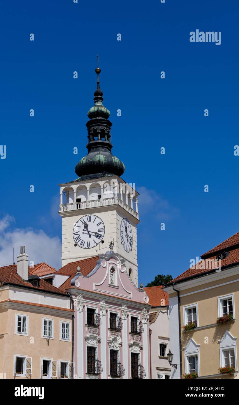 Mikulov clock tower Old European Town South Moravia Czech Republic Europe Stock Photo